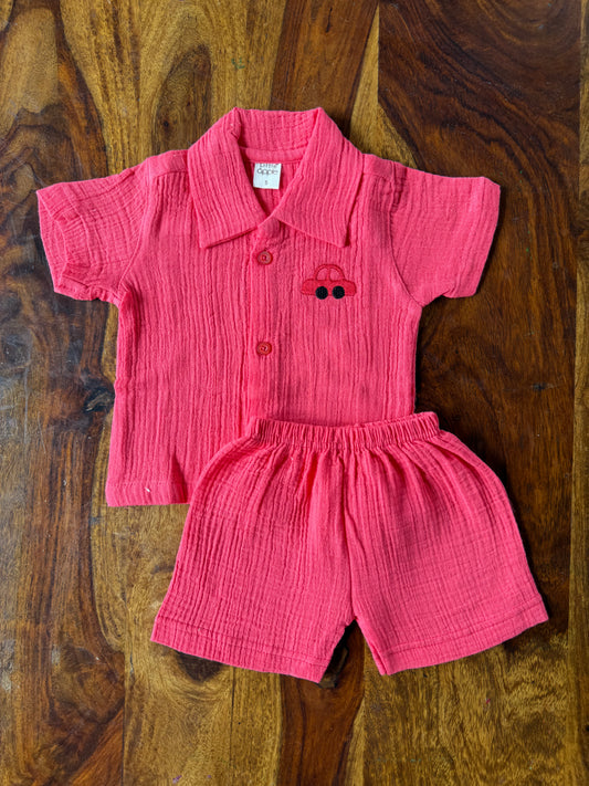 Muslin Collared Crinkled Co-Ord Set