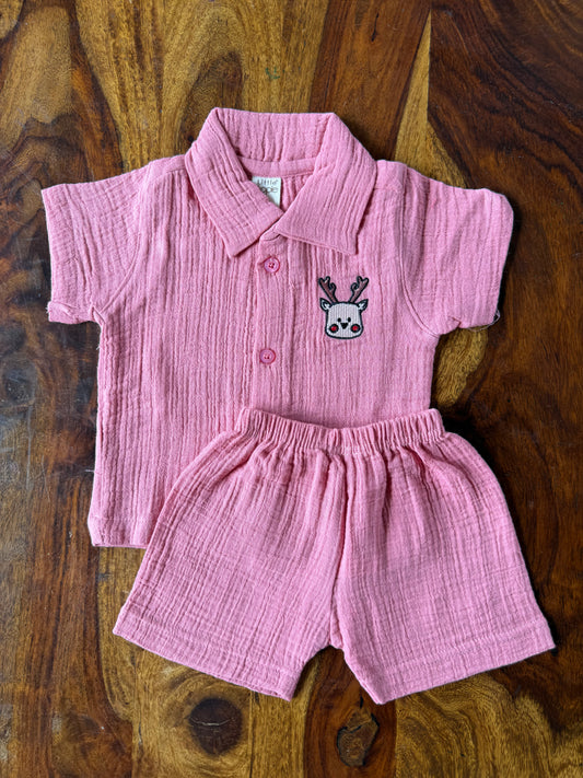 Muslin Collared Crinkled Co-Ord Set