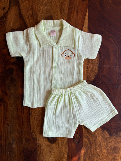 Muslin Collared Crinkled Co-Ord Set