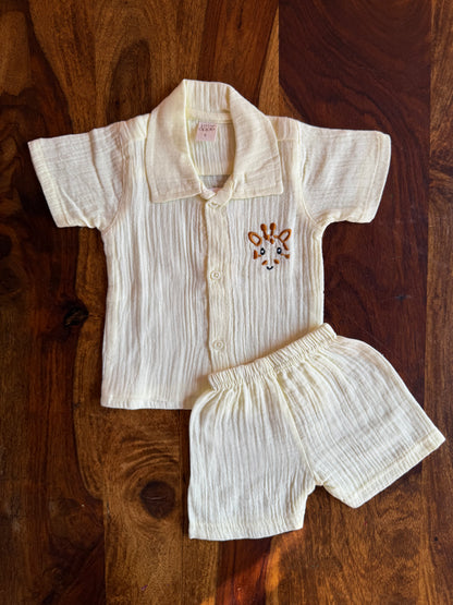 Muslin Collared Crinkled Co-Ord Set