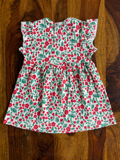 Cotton Flutter Sleeve Frock