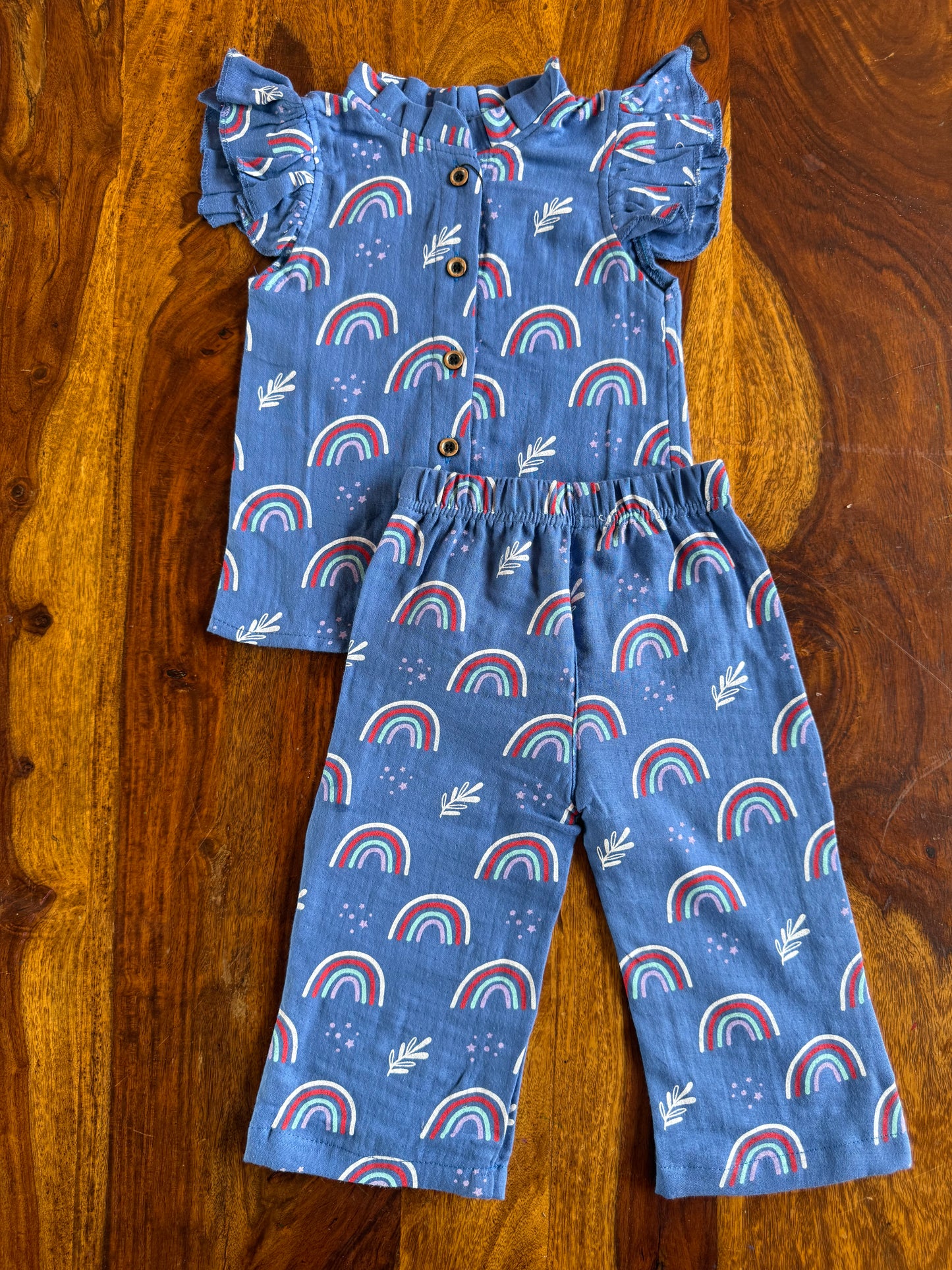 Muslin Frill Top with Palazzo Pant set