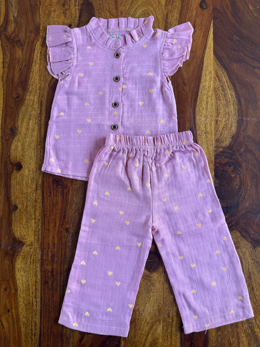 Muslin Frill Top with Palazzo Pant set