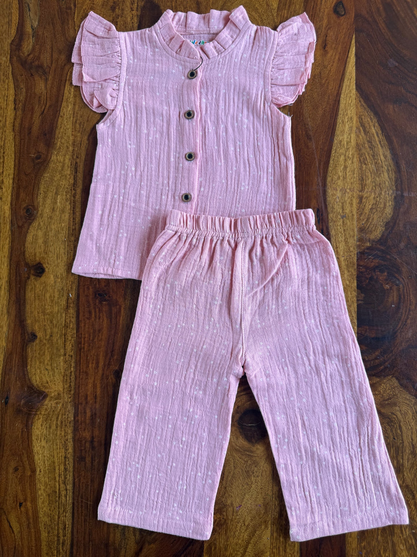 Muslin Frill Top with Palazzo Pant set