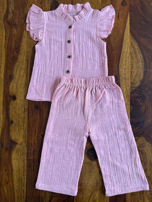 Muslin Frill Top with Palazzo Pant set