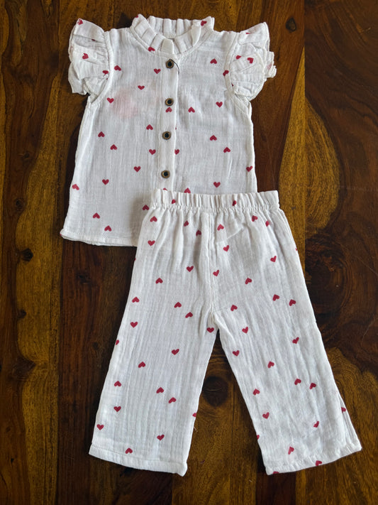 Muslin Frill Top with Palazzo Pant set