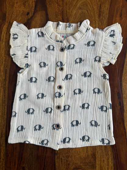Muslin Frill Top with Palazzo Pant set