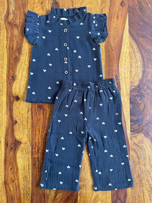 Muslin Frill Top with Palazzo Pant set