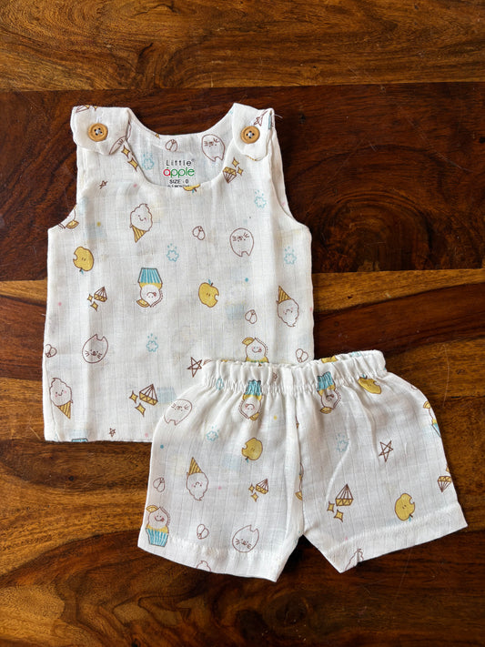 Muslin Shoulder Button Jabla Set