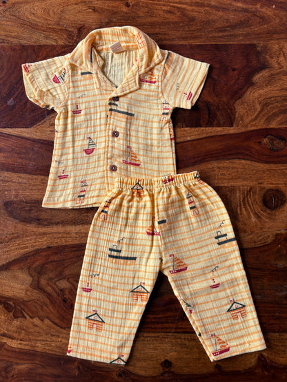 Muslin Collar Shirt & Pant Set