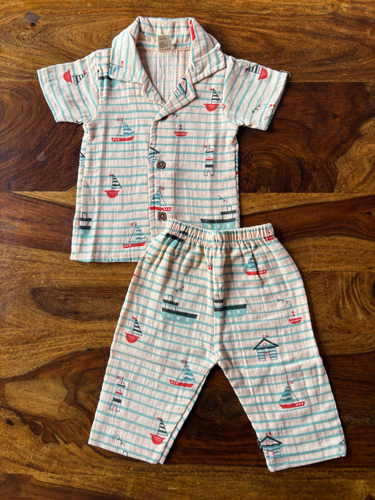 Muslin Collar Shirt & Pant Set
