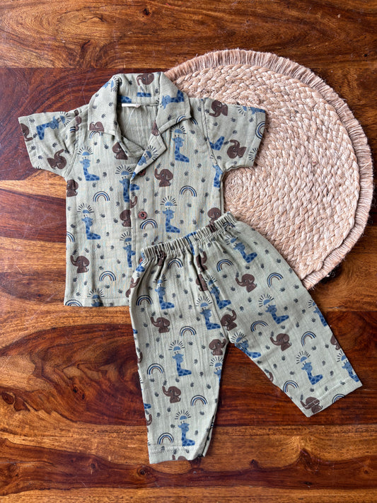 Muslin Collar Shirt & Pant Set