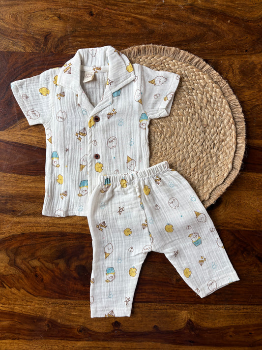 Muslin Collar Shirt & Pant Set
