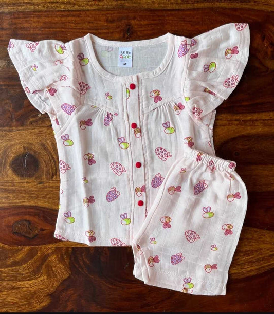 Organic Muslin Frill Top & Shorts Set